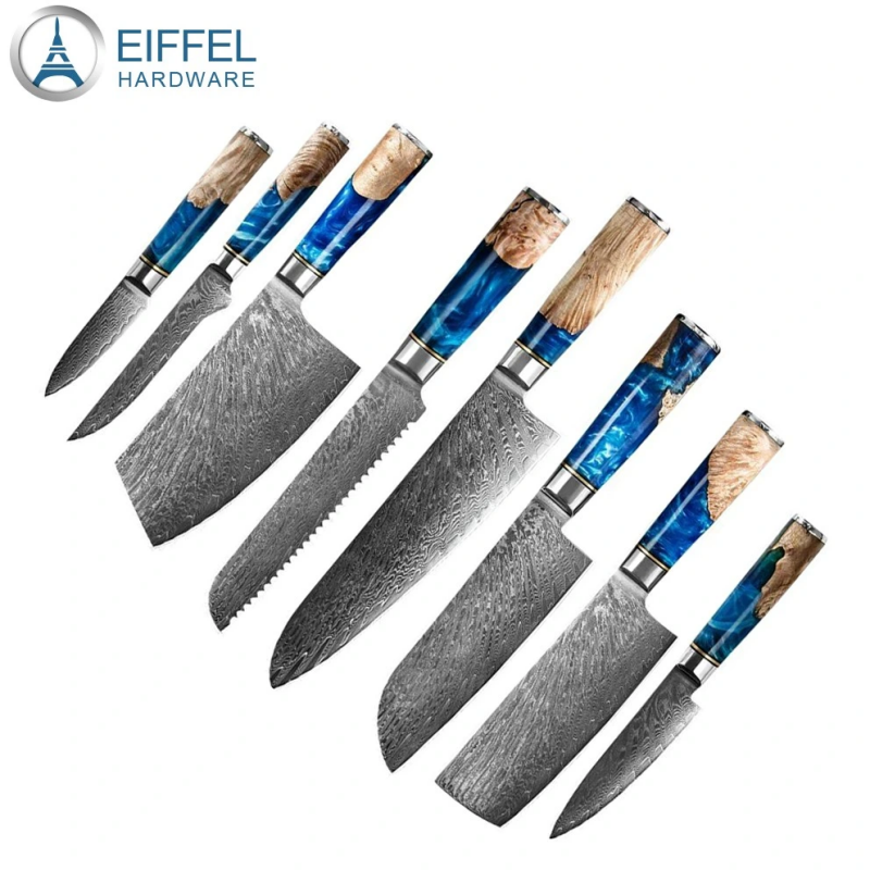 Japanese Vg10 67 Layers 7 Inch Nakiri Knife Damascus Steel Nakiri Knife with Resin Handle-EDK08RE0013