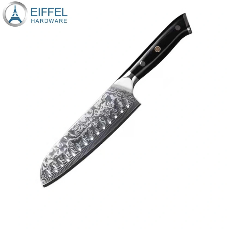 Classic Damascus Pattern Japanese Vg 10 Steel 7 Inch Santoku Knife Chef Knife with G10 Handle-EDK04G100014Z