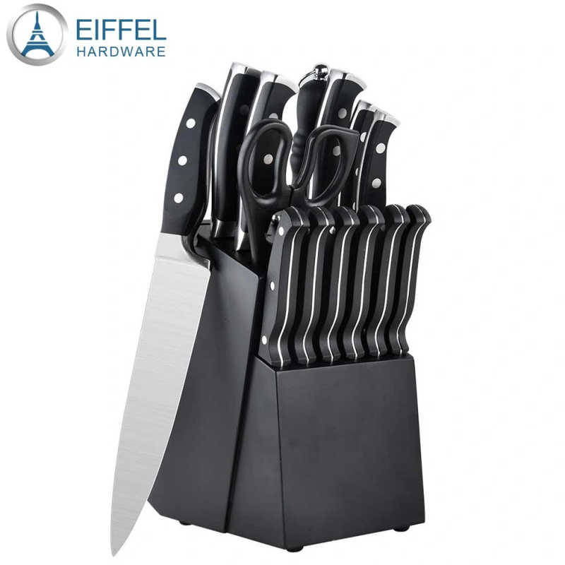 Yangjiang Factory Suppy Hot Selling 15PCS Classic Forged Triple Rivet Kitchen Knife Set with Wood Block-EKK15PL0062