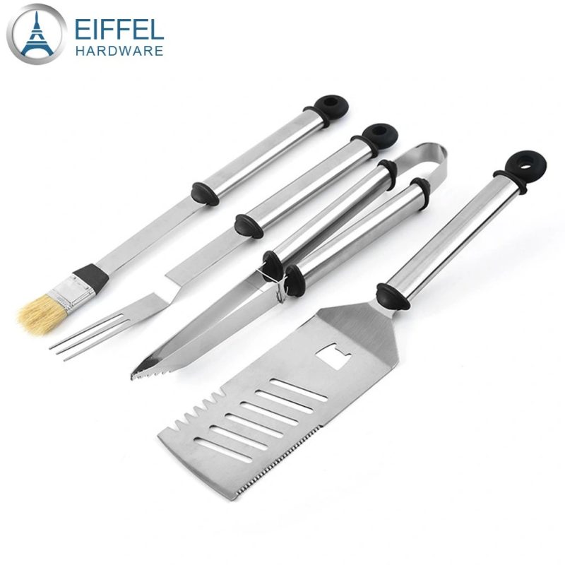 4PCS BBQ Utensils, Premium Stainless Steel BBQ Accessories, Portable BBQ Kit with Bag for Camping (4PCS)-EBBQ04SS0034